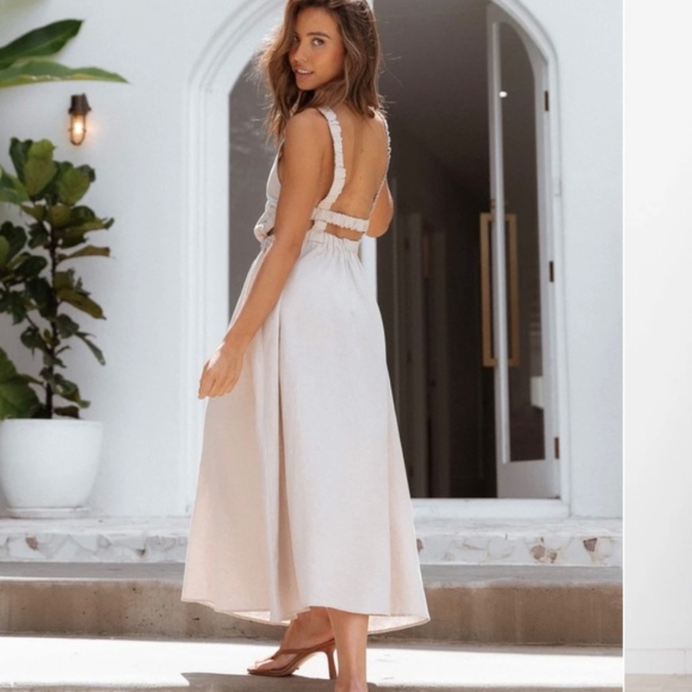 Petal & Pup Esther Linen Dress - Beige